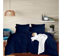 EGYLIN Parure de lit en coton égyptien 800 fils bleu marine super king size 100 % coton à longues fibres avec housse de couette et 2 taies d'oreiller, parure de lit luxueuse en satin doux