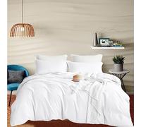 EGYLIN Parure de lit king size en coton égyptien 800 fils Blanc 100 % coton à longues fibres Housse de couette avec 2 taies d'oreiller, parure de lit luxueuse en satin doux