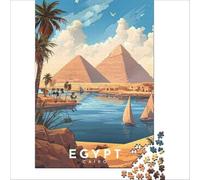 Egypt Travel Poster Puzzles 1000 pièces pour Adolescents | puzzle avec un design de phare pour les fans de bord de mer une jolie image à compléter le w nd à la maison38x52cm