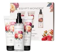 EGYPT-WONDER Bloom of Cleopatra Beauty Set - coffret cadeau contenant gel douche 100 ml, lait corporel 100 ml & spray corporel 150 ml - parfum rose - cosmétique naturelle pour femmes - soins & hydrata