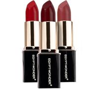 EGYPT-WONDER® Day+Night Lipstick Lot de 3 rouges à lèvres en cerise, mûre et champagne, végétalien, nourrissant et coloré, sans microplastique, texture crémeuse, fabriqué en Allemagne