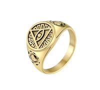 Égypte ancienne Horus oeil bague en acier titane pour hommes Vintage en détresse Unique bijoux