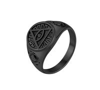 Égypte ancienne Horus oeil bague en acier titane pour hommes Vintage en détresse Unique bijoux