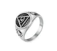 Égypte ancienne Horus oeil bague en acier titane pour hommes Vintage en détresse Unique bijoux