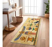Égypte Antique Statue De Pharaon Artefacts Tapis de Couloir Long 60 x 180 cm, Lavable Sable Tapis Long, Antidérapant Absorbant Tapis de Passage Cuisine pour Interieur Chambre à Coucher et Salon