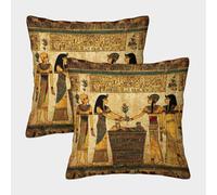 Égypte antiqueian Art Housse De Coussin Style Mural Historique Taie d'oreiller Adaptée pour Canapé Salon Chambre Décoration De La Maison,45x45cm Paquet De 2