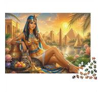 Égypte Chat Pyramide 1000pcs Mini Puzzle pour Adultes Difficile | 52x38cm Carton Décor Salon Structure Durable Cadeau Anniversaire Relaxation