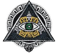 Égypte Écusson Thermocollant - Patch "Troisième Œil" à Coudre/à Repasser - Sticker de l'Œil Égyptien Brodé - Symboles des Pyramides et des Francs-Maçons - 80x80mm
