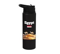 Égypte voyage souvenir camel et désert amant drapeau égyptien Stainless Steel Insulated Water Bottle
