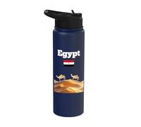 Égypte voyage souvenir camel et désert amant drapeau égyptien Stainless Steel Insulated Water Bottle