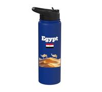 Égypte voyage souvenir camel et désert amant drapeau égyptien Stainless Steel Insulated Water Bottle