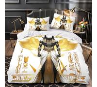 Egyptian God Housse de Couette 3D Effet Microfibre Hypoallergique 3 Pièces Taie Super Douce ancient Mythology Linge de Lit Ultra Douce Entretien Facile for Garçons Adolescents Super king（260x220cm）