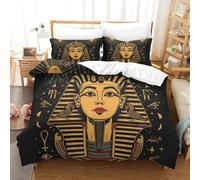 Egyptian Le Pharaon Impression 3D Housse De Couette Moderne Housse Couette Doux Housse De Couettes 3 Pièces Avec Fermeture Éclair Parure De Lit Pour La DécoSourision De La Pièce Super King(260x220cm)