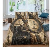 Egyptian Pharaoh Celestial Housse de Couette 3 Pieces, Mythical Figure Art