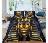 Egyptian Pharaoh Ensemble De Literie Douce Microfibre 3 pièces Imprimé en 3D Digital Art Style Linge de Lit avec Fermeture Éclair Ultra Douce for Chambre à Coucher Double（200x200cm）
