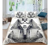 Egyptian Pharaoh Parure de Lit Confortable Microfibre Hypoallergique 3 pièces Ancient Art Style Linge de Lit avec 2 x Taies d'oreiller Super Douce for Les Enfants King（220x240cm）