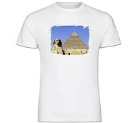 Egyptian Pyramid & Sphinx at Giza Egypt Mens Cotton Mens Women T Shirt 100% Cotton Manches Courtes(3X-Large)