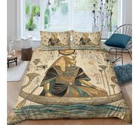 Egyptian Queen Boat Housse de Couette 3 Pieces, Elegant Portrait Art