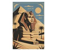 Egyptian Sphinx and Pyramid Illustration Puzzle en Bois, 1000 pièces