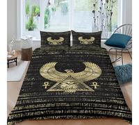 Egyptian symbols Parure de Lit Microfibre 3 pièces Imprimé en 3D Respirante Mystique ancient design Linge de Lit avec 2 x Taies d'oreiller Confortable for Garçons Adolescents Double（200x200cm）