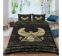Egyptian symbols Parure de Lit Microfibre résistante 3 Pièces 3D Effet Douce Mystique ancient design Housse de Couette avec Fermeture Éclair Confortable for Adulte Enfants Filles King（220x240cm）