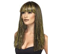 Égyptien Déesse Perruque Femmes Noir et Doré Déguisement Perruque Cléopatre