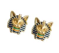 Égyptiens Pharaons Chats Boucles d'Oreilles Art Émaillé Boucles d'Oreilles Plaqué Or Accessoires Bijoux pour Peau Sensible Bijoux Fantaisie