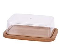 EH Excellent Houseware Beurrier en Bambou avec Couvercle 19 x 12 cm Beurrier