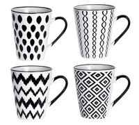 EH Excellent Houseware Set de tasses en céramique sur support métallique, 4 tasses à café blanches de style scandinave