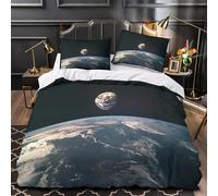 Eh View from Space Linge de Lit Microfibre Hypoallergique 3D Imprimée 3 Pièces Éclair Douce Global Perspective Parure de Lit Super Douce Résistante for Enfants Garçons Filles Super king（260x220cm）