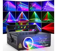 Ehaho Jeux de Lumiere DJ Professionnel, Zoom Rotation & Mémorisation Animations, Présets de centaines d'animations 3D, Contrôle DMX/Audio/Télécommande, Idéal pour Ambiance Fête Maison Club Bar