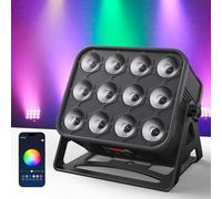 Ehaho Lumière LED 12 x 18 W - 6 en 1 RGBWA + UV - Avec contrôle par application - Batterie rechargeable 8000 mAh - Avec DMX 512 - Effet faisceau pour fête, discothèque, KTV Live Show