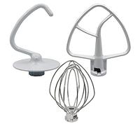 Ehaosea Kit de mixeur pour KSM150 comprenant un fouet métallique avec crochet pour pâte et un fouet plat recouvert, kit de réparation de mixeurs sur pied de 3 pièces compatible