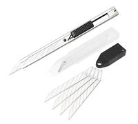 Ehdis 1 Cutter + 10 lame de rechange pour cutter 9mm Snap Off Lames de 30 degrés Slim Gaine en acier inoxydable Coupe-boîtes verrouillable Couteau graphique