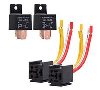 Ehdis 2 Pack Relais 12V 80A 4 Pin Car Truck Motor Heavy Duty on/Off normalement Ouvert SPST Relais Socket Plug-4 Fils Automobile
