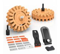 Ehdis Gomme Carrosserie Kit - 2 Gommes à Film 200mm&250mm avec Adaptateur, et 2 Grattoir avec 20 Lames, pour Enlever Les Autocollants, Les Résidus de Colle et de Peinture sur Les Surfaces Peintes