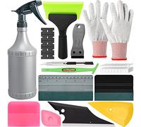 EHDIS Kit Covering d'outils de Film avec Flacon pulvérisateur 500 ML pour Emballage de Voiture, Film de Voiture, Encre Window avec raclette, Couteau, grattoir, extracteur de fenêtre, Gants