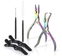 EHDIS Kit dExtension de Cheveux, avec 2 Pince à Cheveux Professionnelle, Aiguille de Traction, Outil de Boucle de Traction, 2 Pinces Crocodiles, Idéal Pour Extensions des Cheveux et Plumes (Couleur)