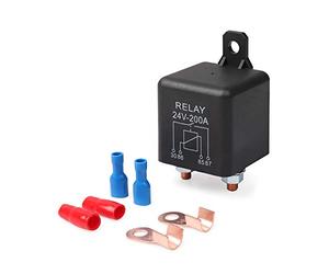 EHDIS Relais 24V 200A 4 Pin avec 2 Pin Empreinte + 2 Terminal, Coupleur Separateur Batterie pour Car Truck Motor Automotive Boat Car Starter Heavy Duty de Split Charge ZL180