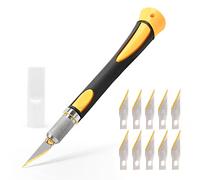 EHDIS Scalpel de Découpe avec 10pcs Lames de Rechange Premium Titan, Cutter de Précision, Scalpel Modelisme, pour l'artisanat Découpe de Travail d'art Bricolage Sculpture, Jaune