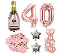 EHDWXVZM 1 Ballon De Bouteille, 11 Ballons sur Le Thème De 40 Ans, 2 Ballons Étoiles Et 1 Paquet De Confettis, Décorations De Fête d'anniversaire, Ballons Créatifs Et Amusants.