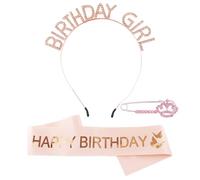 EHDWXVZM 1 bandeau anniversaire fille, 1 bandoulière, 1 broche, ensemble anniversaire, diadème anniversaire femme, diadème strass