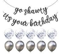 EHDWXVZM 1 Bannière d'anniversaire Et 10 Ballons, Décorations De Fête, Ornements Polyvalents, Arrangement De Scène De Fête d'anniversaire.