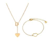 EHDWXVZM 1 collier doré, bracelet forme coeur, collier femme fille, chaîne pendentif forme coeur