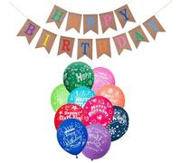 EHDWXVZM 1 Ensemble De Bannières d'anniversaire Et 10 Ballons d'anniversaire, Décorations Créatives, Décorations De Fête d'anniversaire, Arrangement De Scène De Fête.