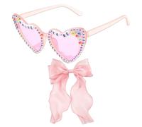 EHDWXVZM 1 lunettes de soleil en forme de coeur, accessoire pour cheveux nœud, lunettes de soleil pour femme, incrustées de diamants, décoration d'anniversaire