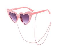 EHDWXVZM 1 morceau de lunettes d'amour, 1 morceau de chaîne de lunettes, lunettes de soleil de fête, lunettes en forme de cœur incrustées de diamants, accessoires photo de fête