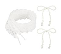 EHDWXVZM 1 Paire De Lacets De Dentelle Blanche Et 2 Morceaux De Décorations De Chaussures D'Arc, Lacets Mignons Et Simples, Accessoires De Chaussures Pour Femmes, Décorations De Chaussures.