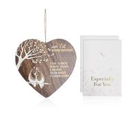 EHDWXVZM 1 pendentif en forme de cœur à suspendre et 2 cartes, artisanat en bois, décoration d'intérieur, cadeaux pour couples, cartes cadeaux, cartes de bénédiction