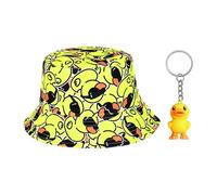 EHDWXVZM 1 Petit Chapeau De Canard Jaune Et 1 Porte-Clés, Chapeau De Pêche D'Été, Chapeau De Soleil Jaune, Chapeau De Soleil Pliable, Chapeau De Seau.